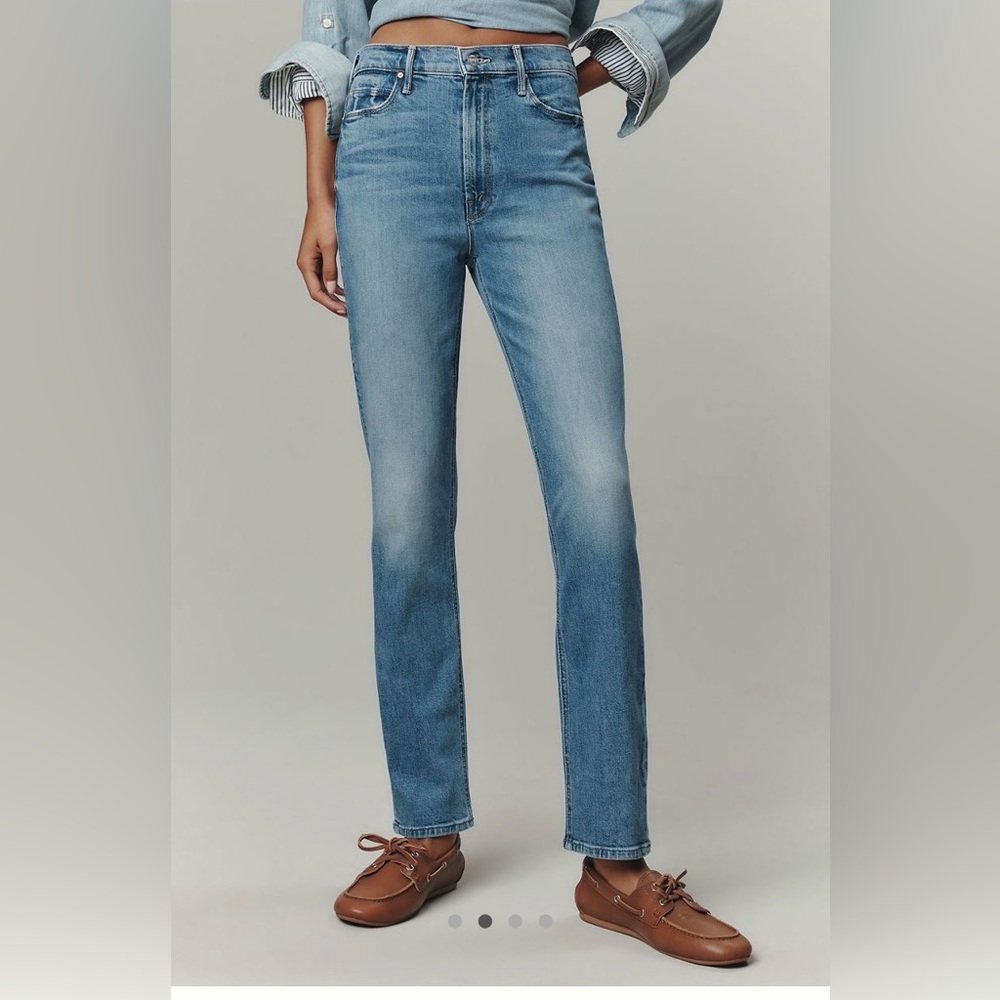 MOTHER The Dazzler Flood Women's Mid-rise Straight Jeans in Trucks are for girls